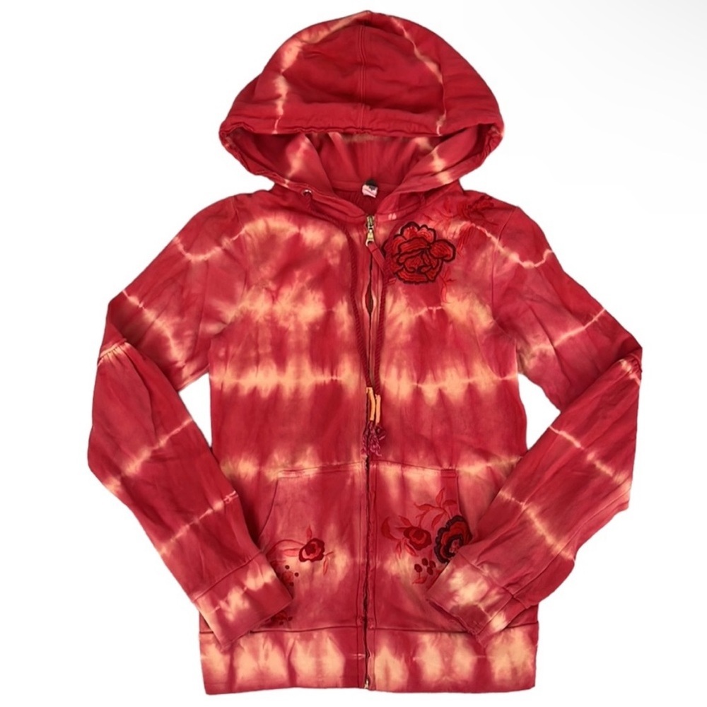 EUC Free People Embroidered Tie Dye Zip
Front Hoodie